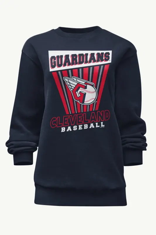womens cleveland guardians poster print sweatshirt navy