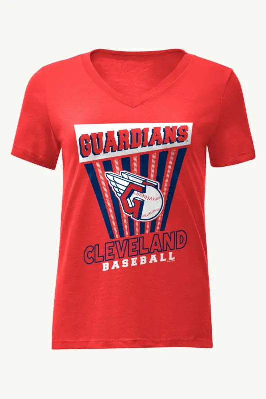 womens cleveland guardians poster print v neck t shirt red